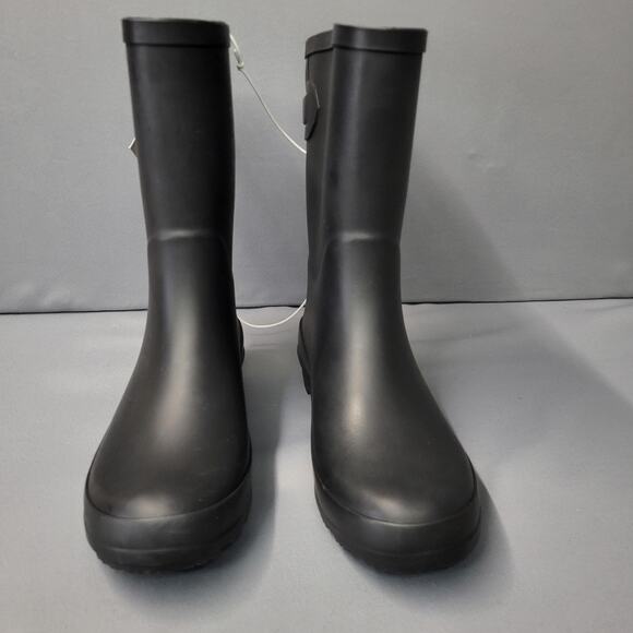 A New Day Boots Womens Size 8 Black Waterproof Mid Calf Rain Shoes Rubber Buckle - Picture 4 of 16